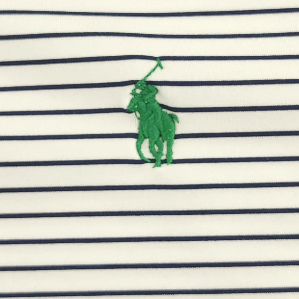 Polo Ralph Lauren Polo Shirt Mens L White Stripe Pony Logo Golf Stretch Top